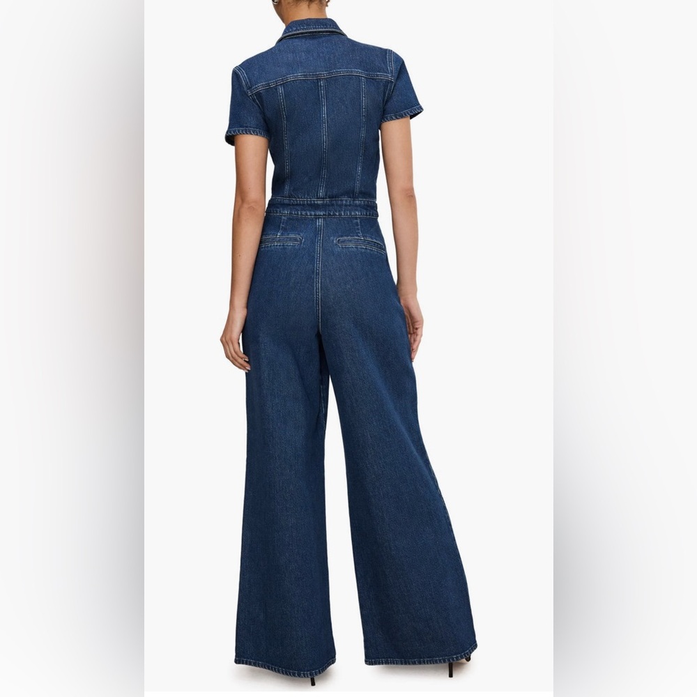 GOOD AMERICAN Fit for Success Pleated Wide Leg Jumpsuit - Picture 2 of 5